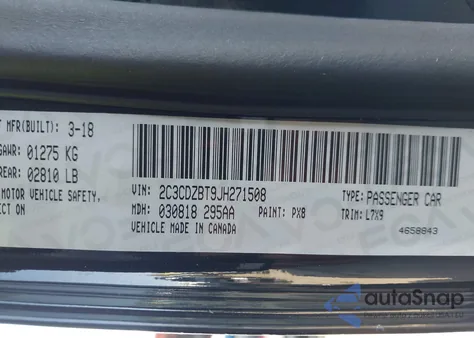 2018 Dodge Challenger R/T из США, поврежденный, VIN 2C3CDZBT9JH271508